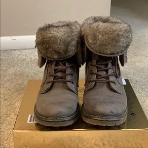 Fuzzy combat boots
